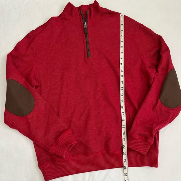 Cremieux Red Cotton Modal Blend Red Quarter Zip Sweater - Picture 6 of 7